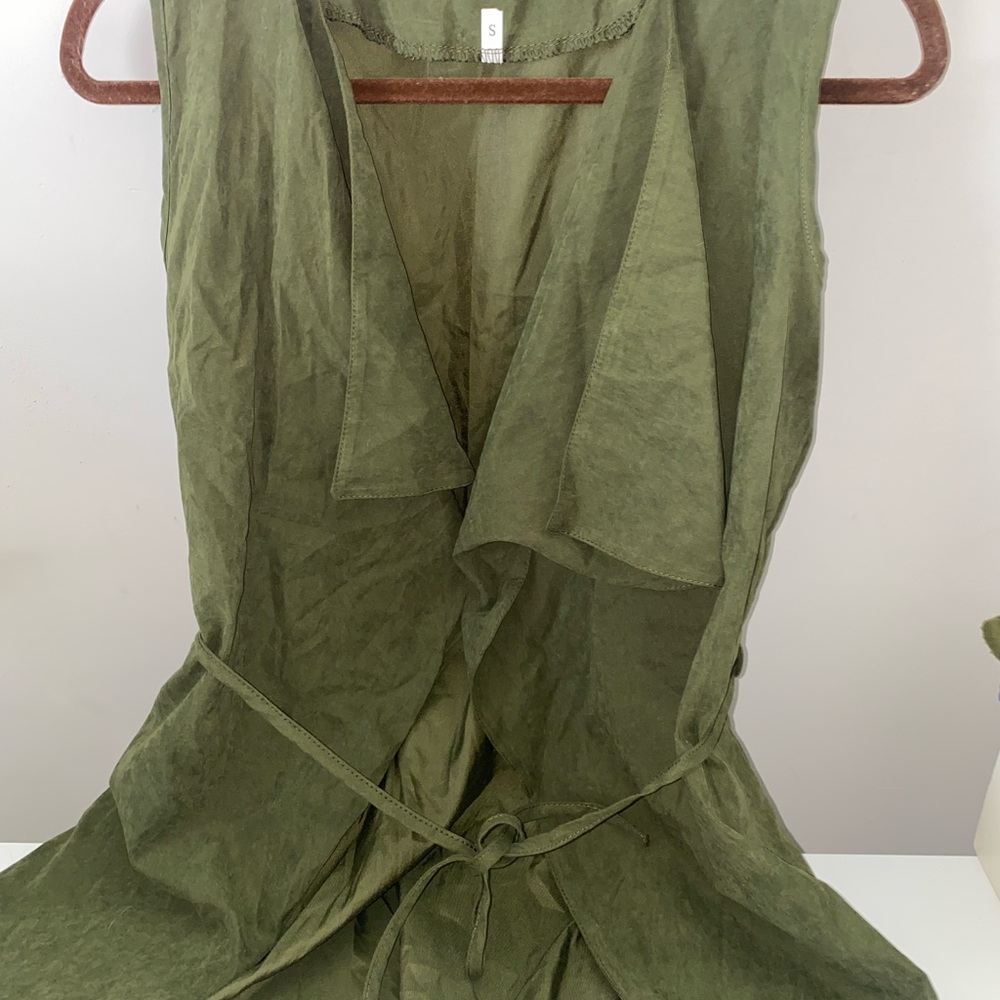 Olive Green Sleeveless Vest with Belt